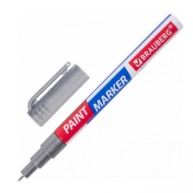 Лаковый маркер-краска BRAUBERG EXTRA paint marker 1 мм, серебряный, улучшенная нитро-основ 151965