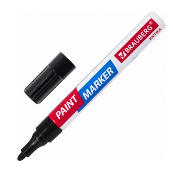 Лаковый маркер-краска BRAUBERG EXTRA paint marker 4 мм, черный, улучшенная нитро-основа, 1