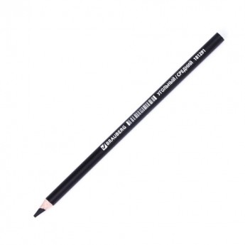 Угольный круглый заточенный средний карандаш BRAUBERG ART CLASSIC