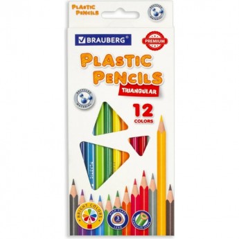 Пластиковые цветные карандаши BRAUBERG PREMIUM