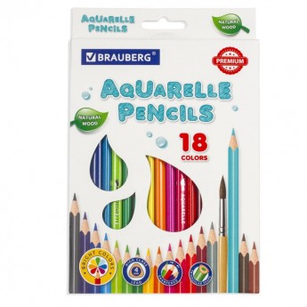 Акварельные цветные карандаши BRAUBERG PREMIUM AQUARELLE
