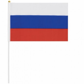 Флаг России ручной 30х45 см, без герба, с флагштоком, BRAUBERG/STAFF, 550182, RU14, (3шт.)