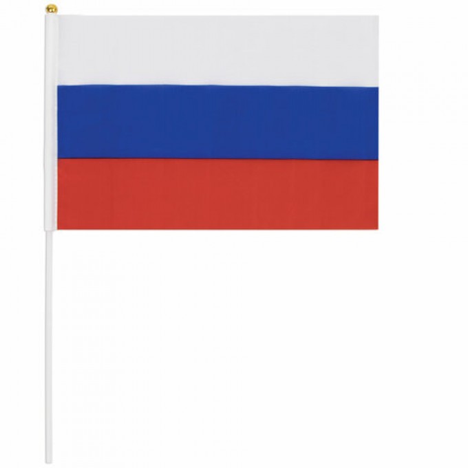 Флаг России ручной 30х45 см, без герба, с флагштоком, BRAUBERG/STAFF, , RU14, (3шт.) 550182