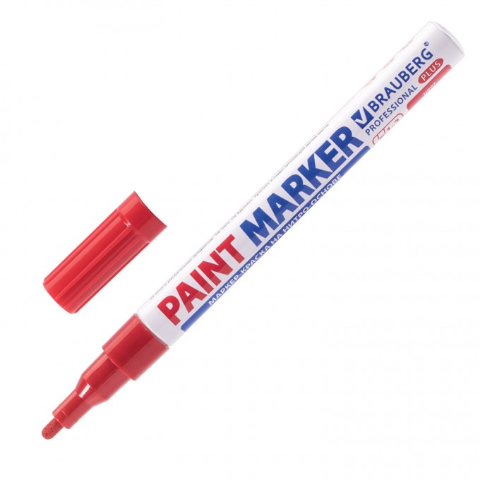 Маркер-краска лаковый BRAUBERG Professional Plus 151440, 2мм, красный, 12шт OPT_202188_12