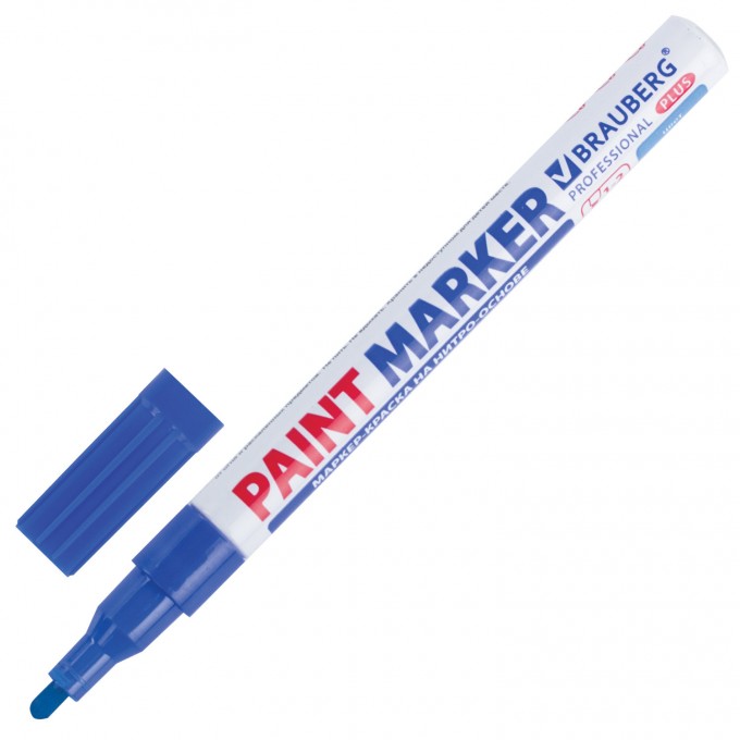 Маркер-краска лаковый BRAUBERG Professional Plus 151441, 2мм, синий, 12шт OPT_202189_12
