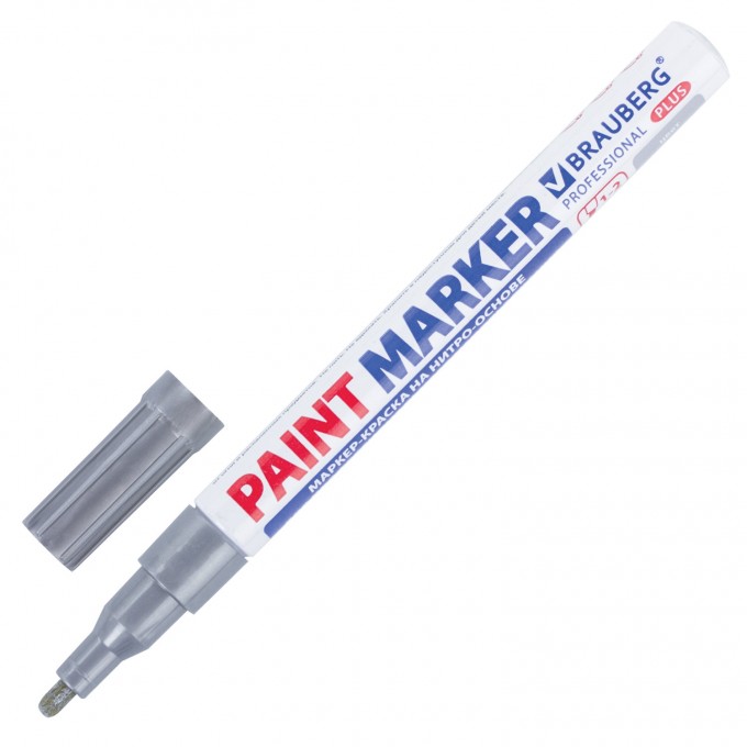 Маркер-краска лаковый BRAUBERG Professional Plus 151442, 2мм, серебристый, 12шт OPT_202190_12