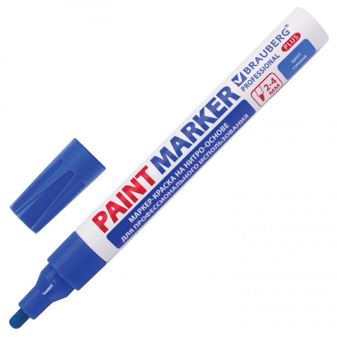 Маркер-краска лаковый BRAUBERG Professional Plus 151447, 4мм, синий, 12шт OPT_202195_12