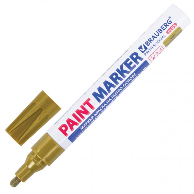 Маркер-краска лаковый BRAUBERG Professional Plus 151449, 4мм, золотистый, 12шт OPT_202197_12