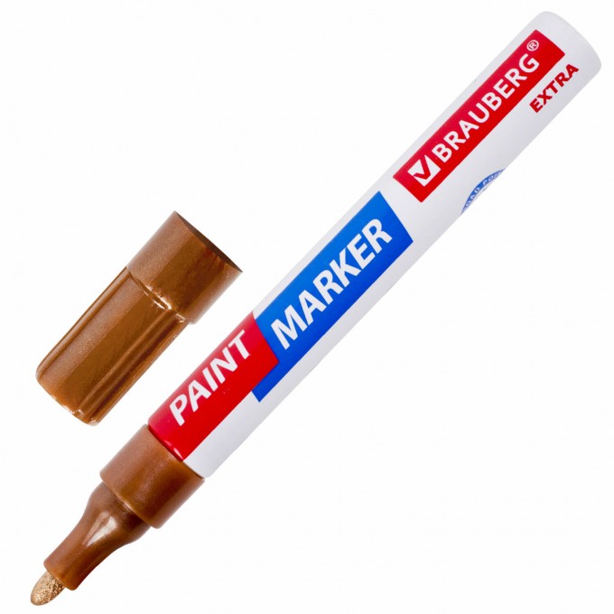 Маркер-краска лаковый BRAUBERG Extra 151988, 4мм, коричневый, 12шт OPT_375502_12