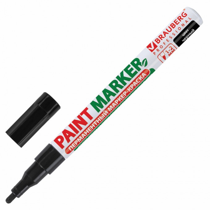 Маркер-краска лаковый BRAUBERG Professional 150868, 2мм, черный, 12шт OPT_52328_12