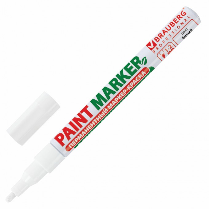 Маркер-краска лаковый BRAUBERG Professional 150869, 2мм, белый, 12шт OPT_52329_12