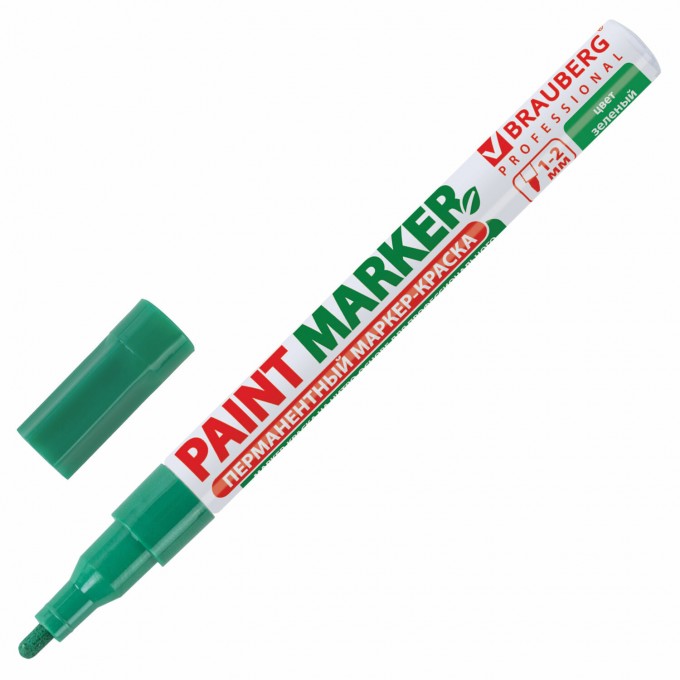 Маркер-краска лаковый BRAUBERG Professional 150870, 2мм, зеленый, 12шт OPT_52330_12